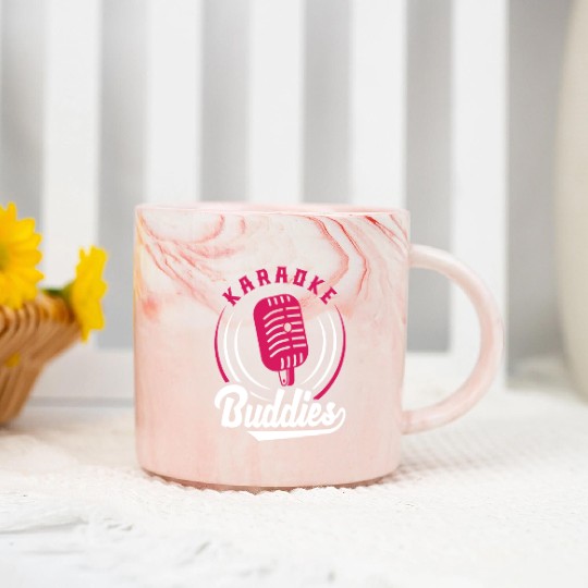 Karaoke Buddies Microphone Retro Style Marble Mugs