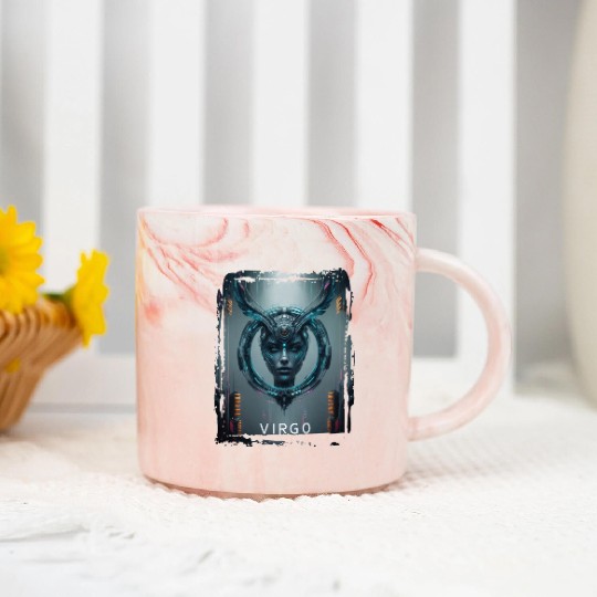 Zodiac sign Virgo in cyberpunk era Future Marble Mugs