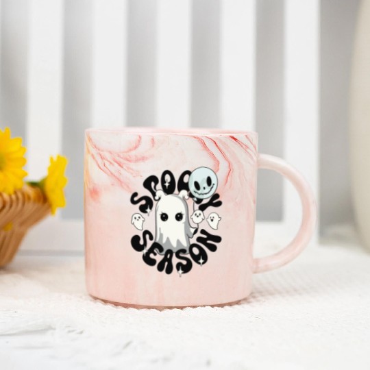 Halloween Ghosts Spooky Season Marble Mugs