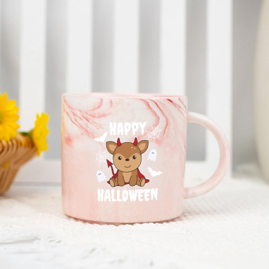 Deer Happy Halloween Cute Devil Witch Costume Marble Mugs