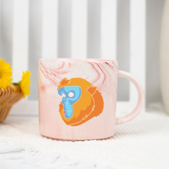Monkey Lover Golden Snub Nosed Monkey Face Marble Mugs
