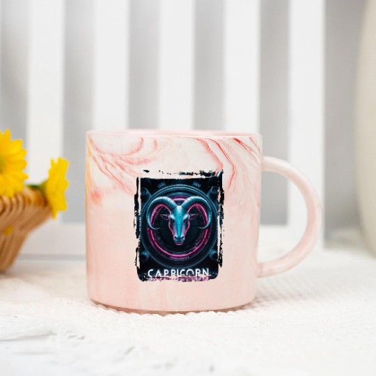 Zodiac sign Capricorn in cyberpunk era Future Marble Mugs