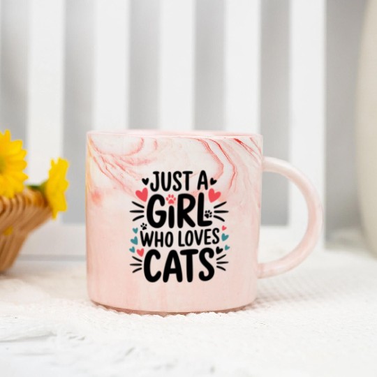 Just A Girl Who Loves Cats Marble Mugs