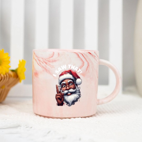 Santa's Watching Festive African American Santa Marble Mugs