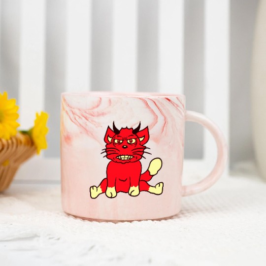 Demon Monster Cat Halloween Fun Horror Devil Horns Marble Mugs