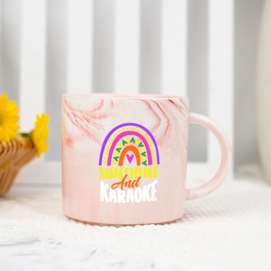 Sun And Karaoke Rainbow Heart Marble Mugs