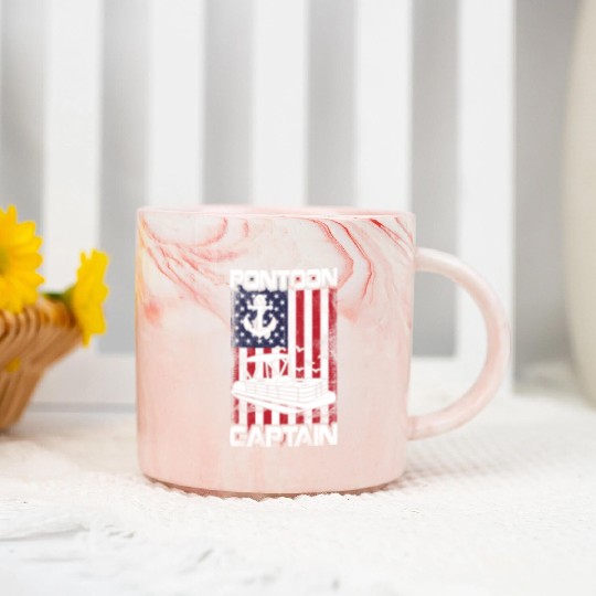 Pontoon Captain Patriotic 4th of July Family Marble Mugs