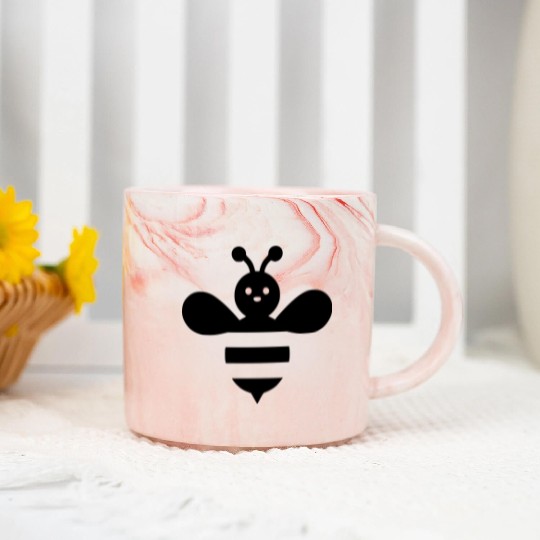 Honey bee kids style insect drawing path16 Marble Mugs