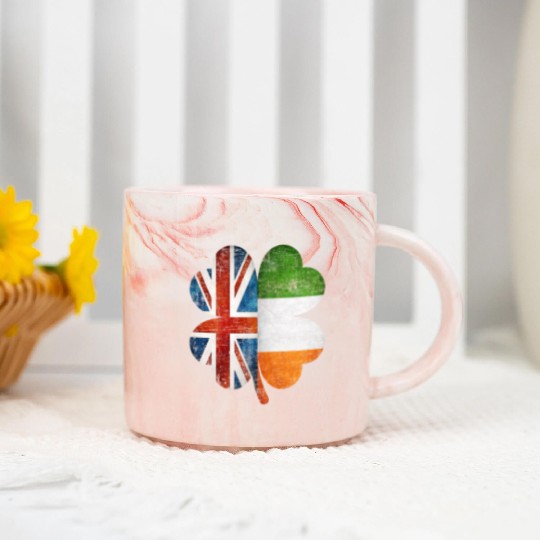 British Irish Shamrock United Kingdom Ireland Flag Marble Mugs