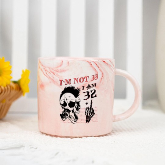 I Am 32 Plus Middle Finger - 33rd Birthday Marble Mugs
