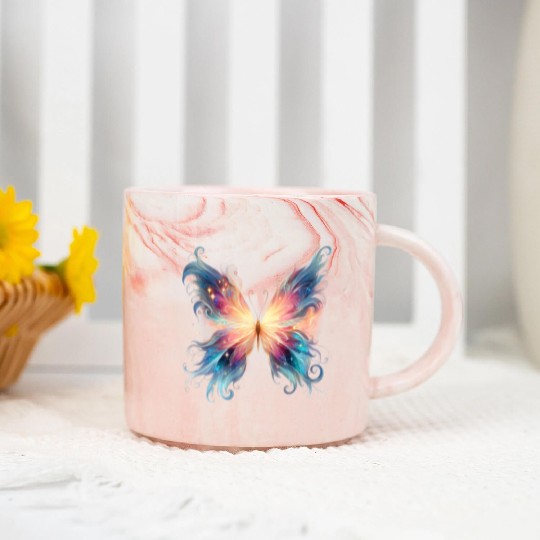 Vibrant Magical Butterfly Design Marble Mugs