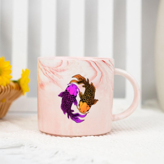 Japanese Koi Carp Fish Lover Two Koi Fishes Marble Mugs