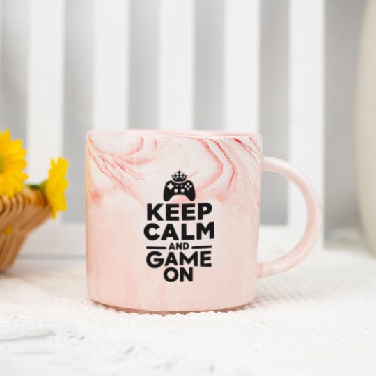Keep Calm and Game On Marble Mugs