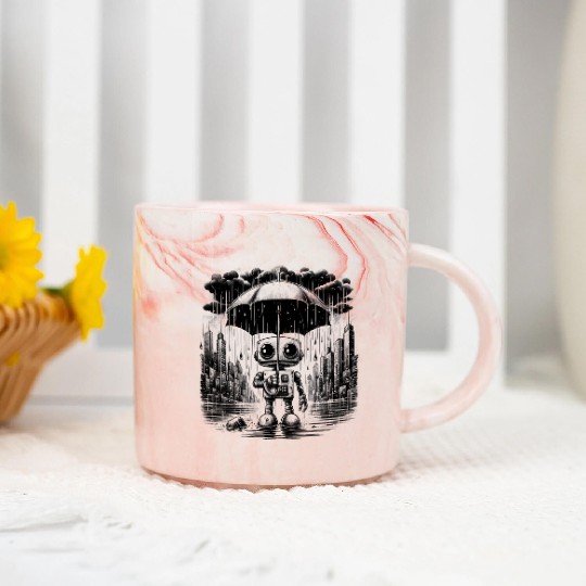 Lonely robot Marble Mugs