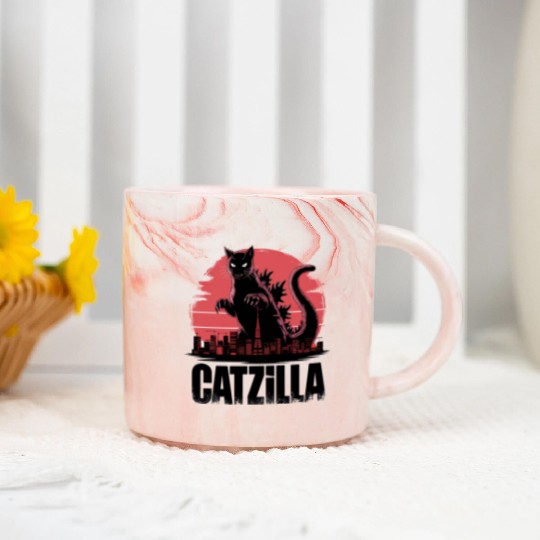 Catzilla: Fierce Feline Monster Marble Mugs