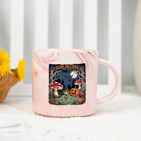 Halloween goblincore enchanted forest goblin Marble Mugs