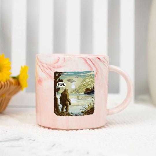 Funny UFOs Bigfoot Sasquatch Introvert Loch Ness Marble Mugs