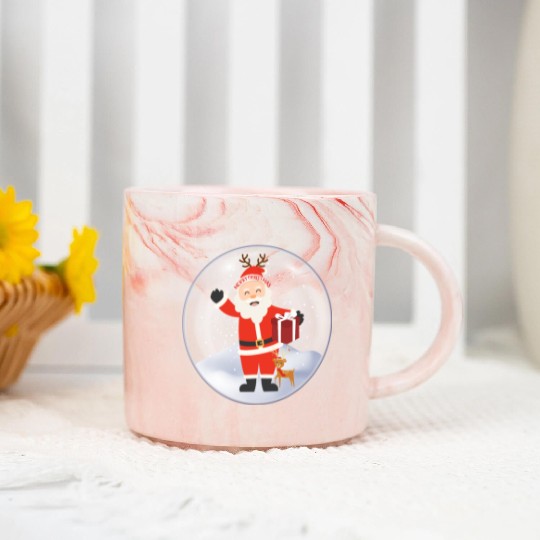 Santa’s Joy: Christmas Snow Globe Marble Mugs