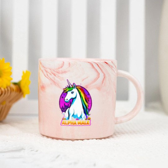 Alpha male LGBT unicorn Halloween Neon Colors Marble Mugs