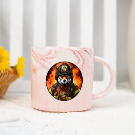 Fox Firefighter Marble Mugs