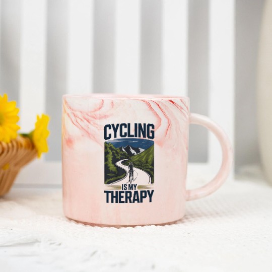Cycling is My Therapy Marble Mugs