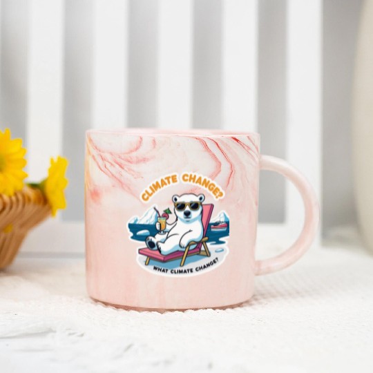 Climate Change Awareness: Relaxing Polar Bear Marble Mugs