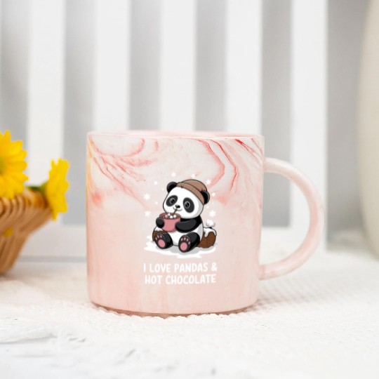 I Love Pandas & Hot Chocolate Cozy Vibes Marble Mugs