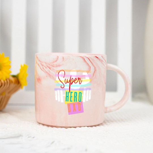 SUPER HERO DAD Marble Mugs