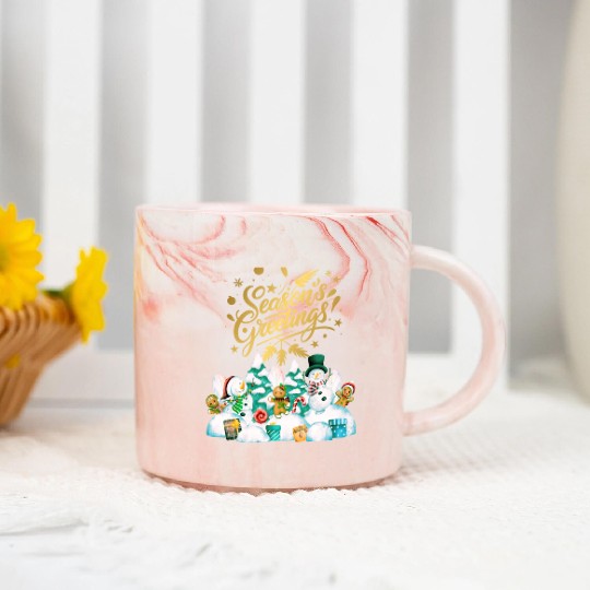 Seasons greetings with friends Marble Mugs