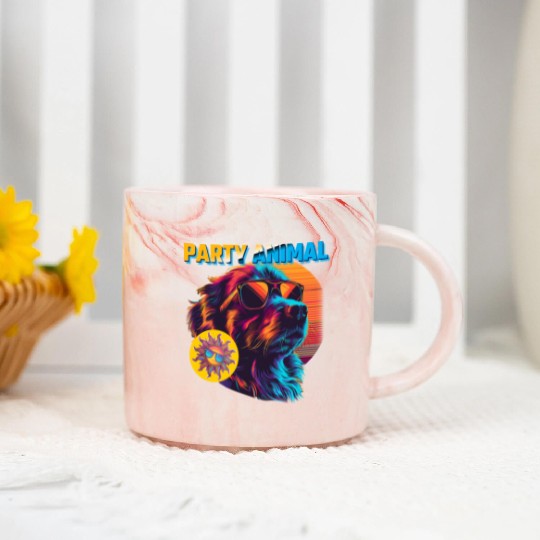 Party Animal Vintage Marble Mugs