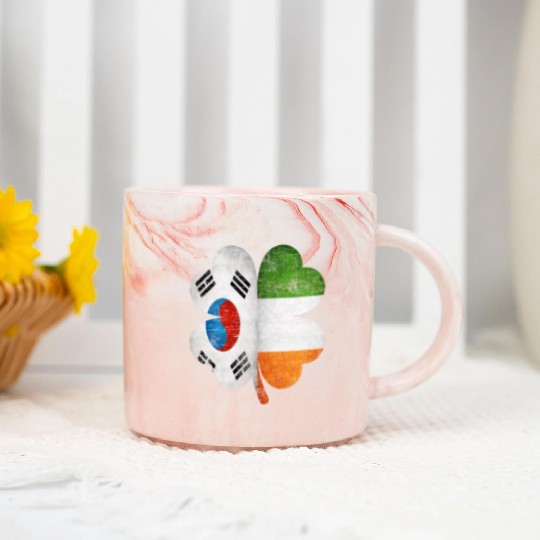 Korean Irish Shamrock South Korea Ireland Flag Marble Mugs