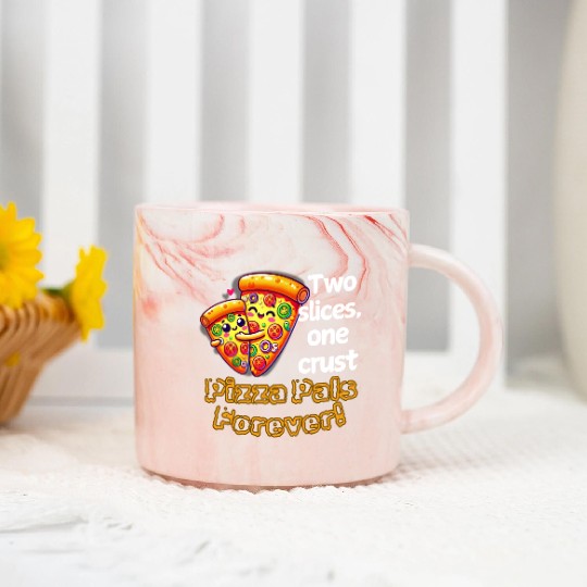 Cheesy Together: Two Slices, One Heart! Marble Mugs