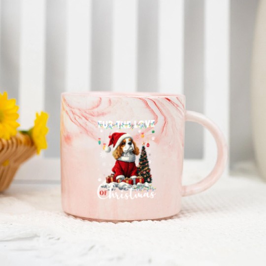 Cavalier King Charles Spaniel Christmas Tree Dog Marble Mugs