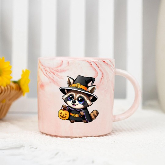 Witchy Raccoon Marble Mugs
