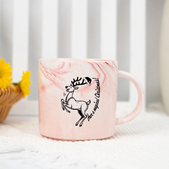 Joyful Reindeer: Leaping into Christmas Marble Mugs
