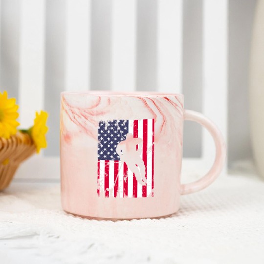 Cute idea American flag hokey lover Marble Mugs