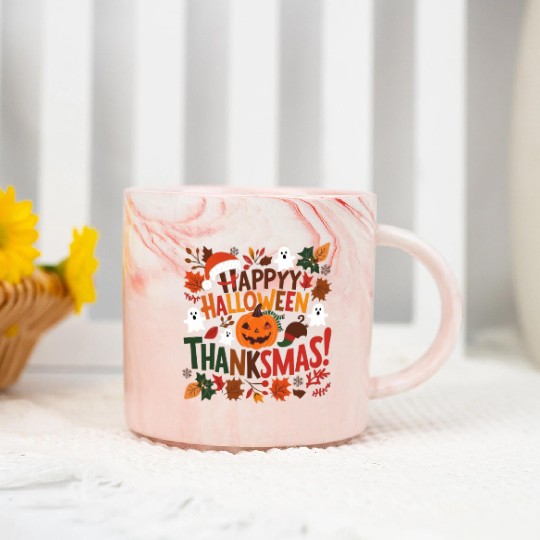 Happy Halloween Thanksmas Marble Mugs