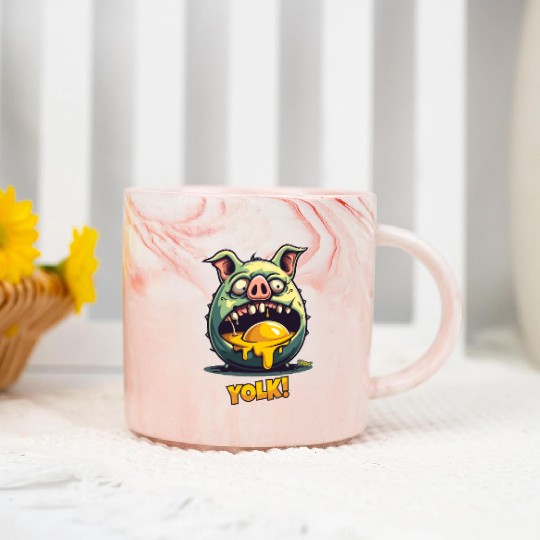 Egg Yolk Eating Zombie Pig Marble Mugs