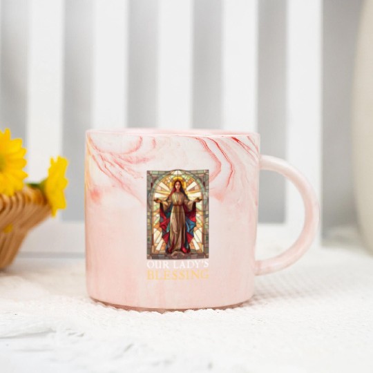 Virgin Mary Our Lady'S Blessing Marble Mugs