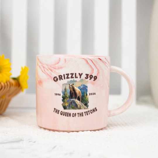 Grizzly 399 1996 - 2024, Queen of the Tetons Marble Mugs