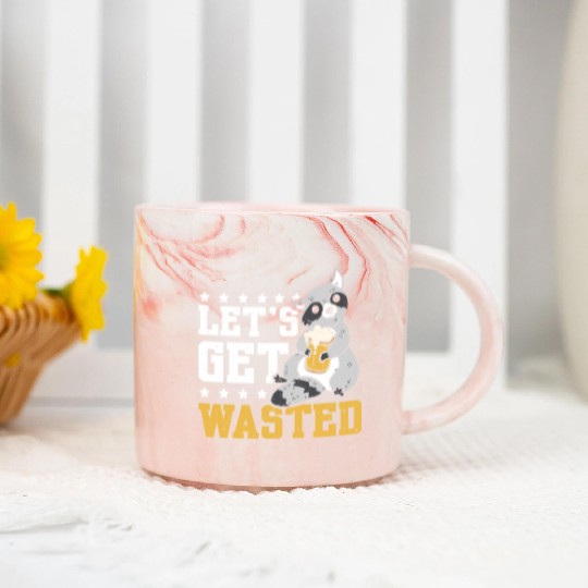 Let's get wasted beer raccoon Marble Mugs