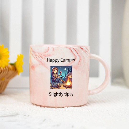 Happy camper slightly tipsy design Marble Mugs