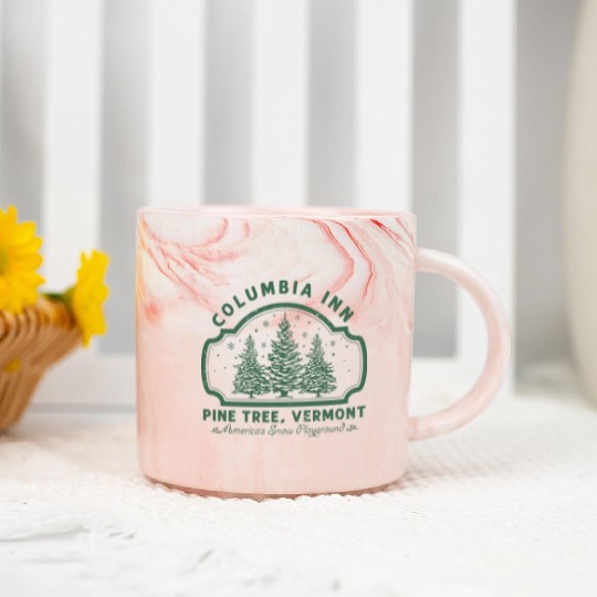 Columbia Inn Pine Tree Vermont White Christmas Marble Mugs