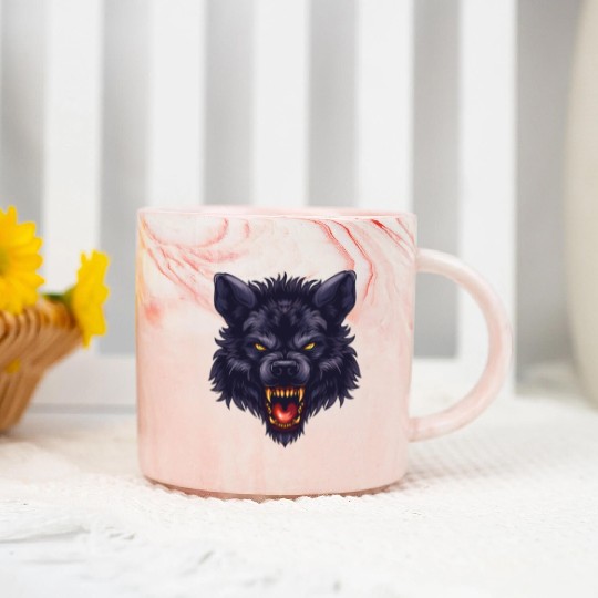 dark wolf face Marble Mugs