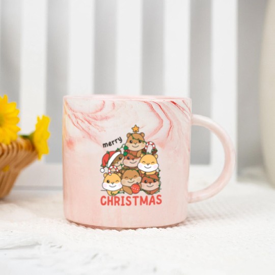 Hamster Christmas Tree Merry Christmas Marble Mugs