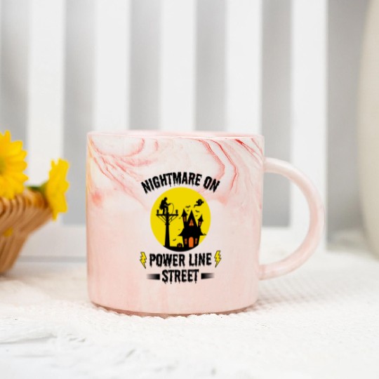 Nightmare on Power Line Street – Lineman Halloween Marble Mugs