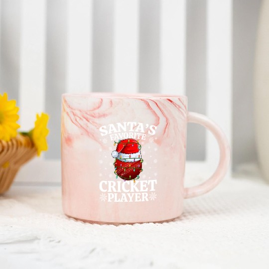 Santa's Favorite Cricket Player Marble Mugs