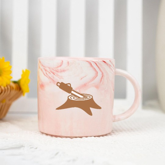 Chainsaw Tree Felling Lumberjack Forest Stump Wood Marble Mugs