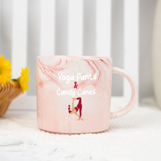 Yoga Pants & Candy Canes Christmas Yoga Marble Mugs