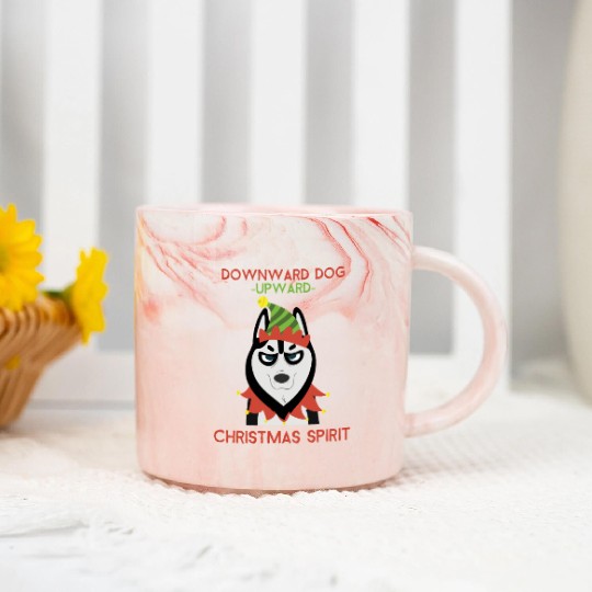Downward Dog, Upward Christmas Spirit Marble Mugs